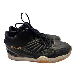 And1 Men's Size 10.5 Capital Basketball Shoe Black Faux Leather Athletic Sneaker